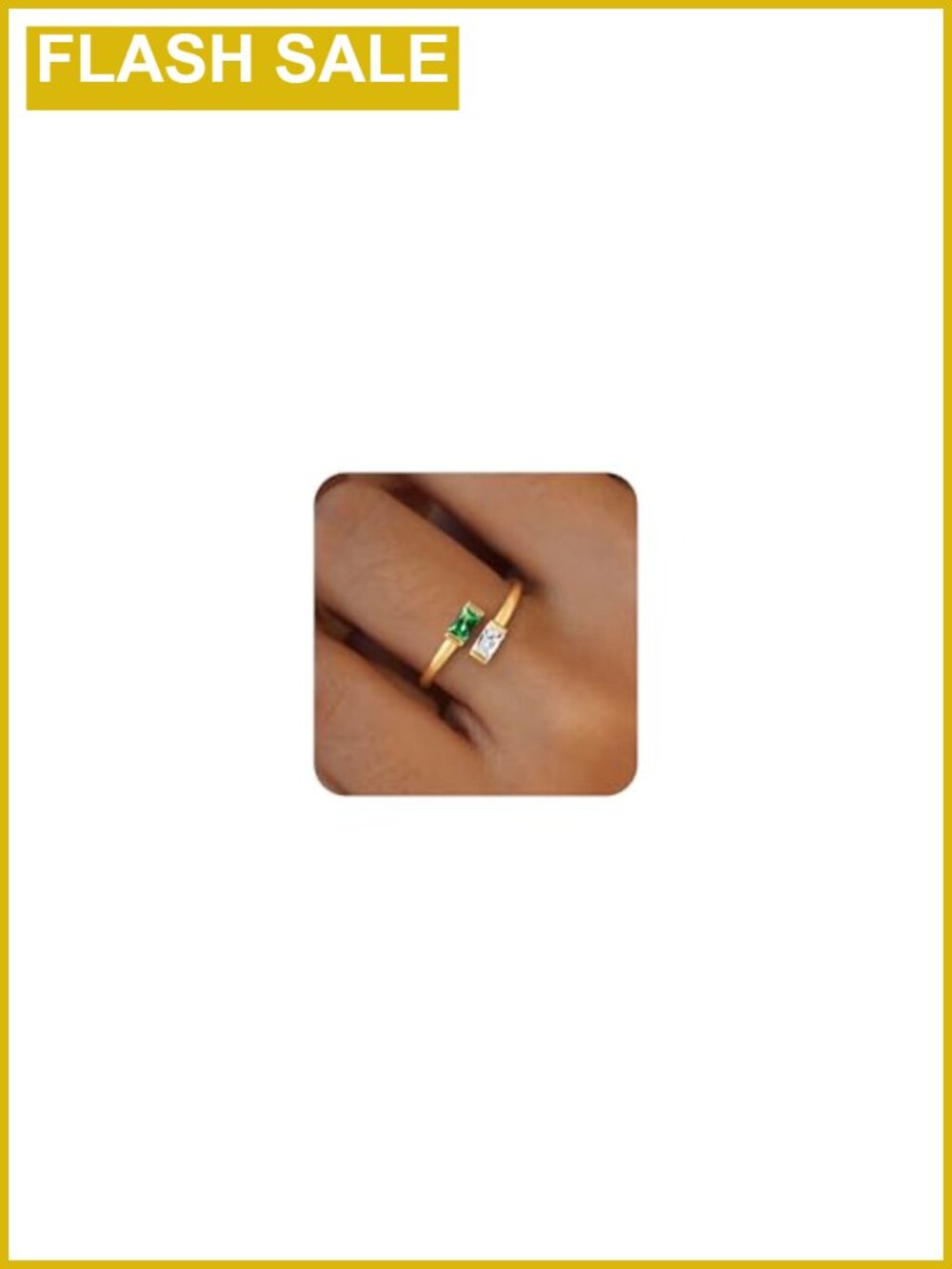 14K Gold Plated Adjustable Birthstone Ring Stackable Cubic Zirconia
